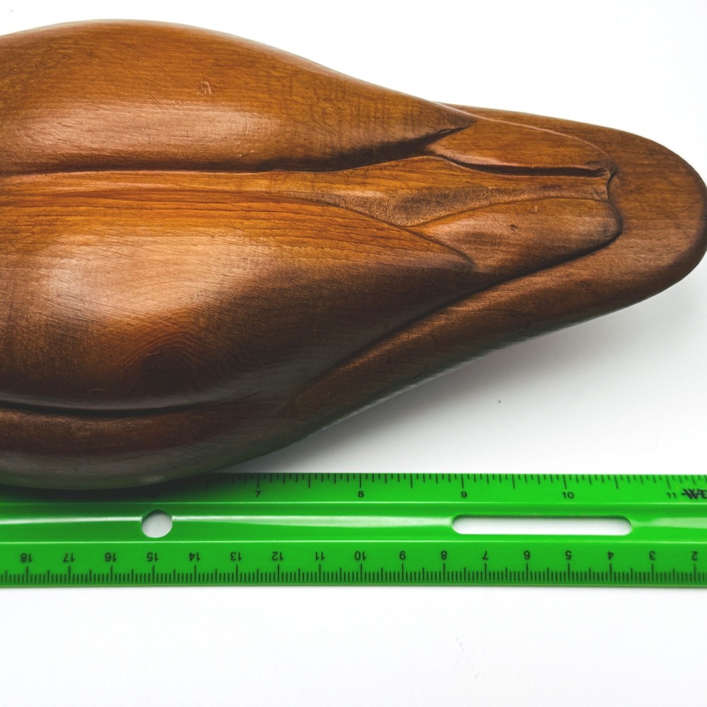 Vtg. Hand Carved Wood Mallard Duck Decoy Sculpture Cabin Lakehouse Cottagecore - Picture 7 of 10